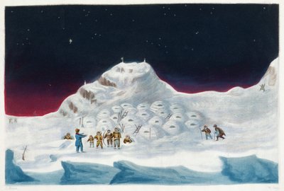 North Hendon, Snow Cottages of the Boothians, z „Vyprávění o druhé plavbě při hledání severozápadního průchodu (1829-33)“, od Sira Johna Rosse (1777-1836), vyryl William Say (1768-1834) od John Ross