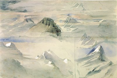 Alpine Peaks: Jungfrau a další, 1846 od John Ruskin