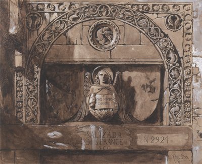 Dveře Palazzo Contarini della Porta di Ferro (pero, inkoust, mytí a bc na papíře) od John Ruskin
