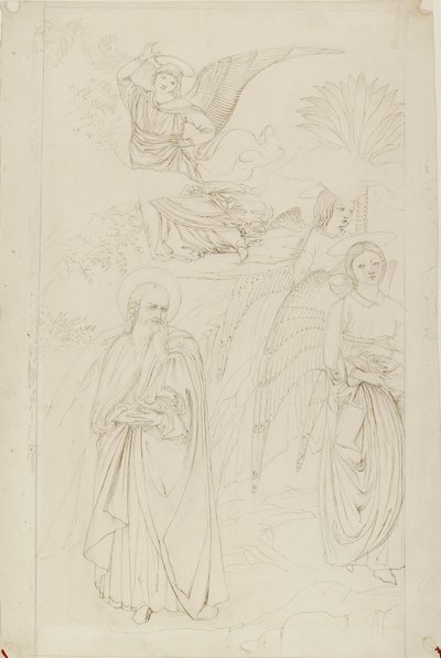 Kresba Abrahama loučícího se s anděly z Benozza Gozzoliho, 1845 od John Ruskin