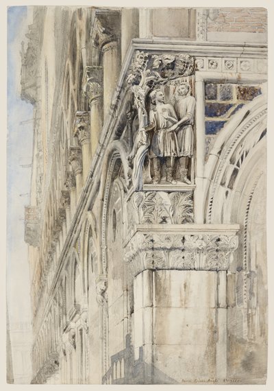 Fasáda Dóžecího paláce, Benátky – The Vine Angle, cca 1870 (akvarel, inkoust a tužka na papíře) od John Ruskin