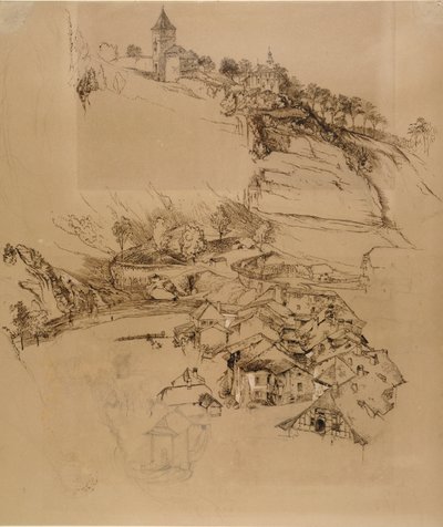Fribourg, Švýcarsko: Náčrt pera, červenec nebo srpen - září 1856 od John Ruskin