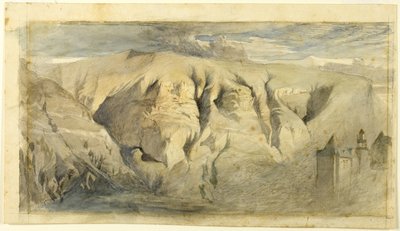 Mont Saleve, asi 1840 (akvarel na krémovém vliesovém papíře, položeno na krémovém vliesovém papíře) od John Ruskin