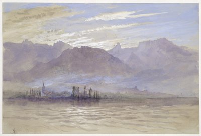 Ráno na jaře, se severovýchodním větrem, ve Vevey, květen - červen 1849 nebo 1. května 1869 (akvarel a tělová barva přes grafit na světle šedý tkaný papír) od John Ruskin