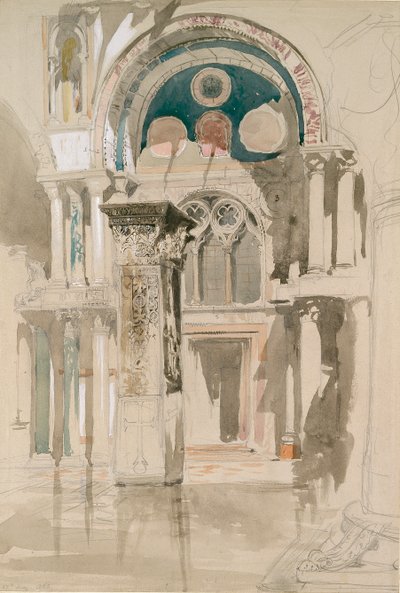 Část baziliky svatého Marka, Benátky: Skica po dešti, 27. května 1846 od John Ruskin