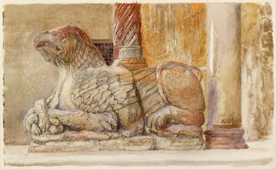 Gryphon nesoucí severní šachtu západního vchodu do Duomo, Verona, 18.–28. června 1869 od John Ruskin