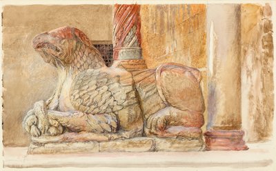 Gryphon nesoucí severní šachtu západního vchodu do Duomo, Verona, 18. - 28. června 1869. od John Ruskin