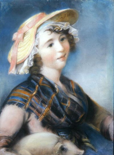 Dívka s prasetem (pastel) od John Russell