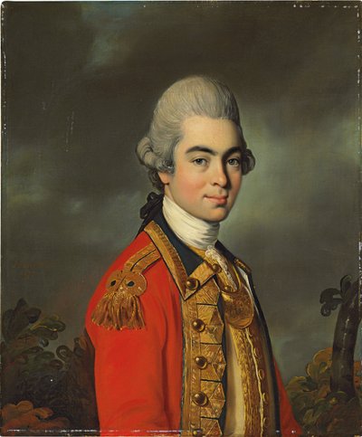 Portrét generálporučíka Sira Jamese Duffa, poloviční ve vojenské uniformě, 1771 od John Russell
