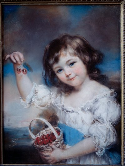 Portrét holčičky v košíku třešní Malba Johna Russela (1745-1806) 19. stol. od John Russell