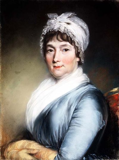 Portrét dámy s krajkovou kapucí (pastel) od John Russell