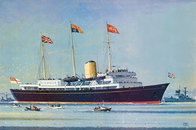 Britannia, plovoucí domov královny Alžběty II. a prince Philipa (barevná litografie) od John S. Smith