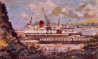 Scéna z přístavu Fishguard od John S. Smith