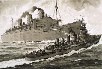 Queen Mary narazí na křižník Curacoa od John S. Smith