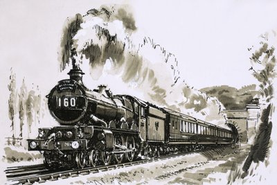Slavné parní lokomotivy třídy 4-6-0 "Castle", které používá společnost Great Western od John S. Smith
