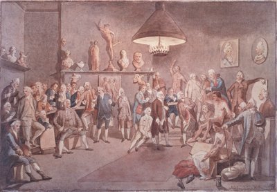 Akademici Královské akademie v Londýně, kopie podle obrazu Johanna Zoffanyho (1733-1810) od John Sanders