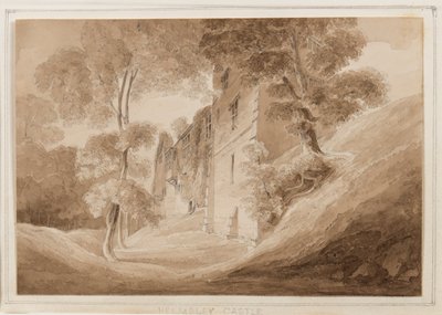 Hrad Helmsley, Yorkshire, 25.–27. října 1824 (tužka, štětec a sépiový inkoust na papíře) od John Scarlett Davis