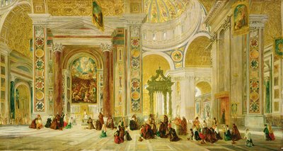 Interiér chrámu svatého Petra v Římě (olej na plátně) od John Scarlett Davis