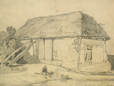 A Barn at East Winch, Norfolk (tužka na kartě) od John Sell Cotman