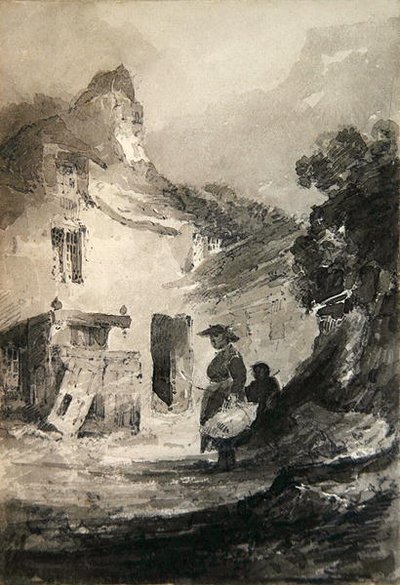Stará chalupa v Dolgelly (tužka a šedá barva na papíře) od John Sell Cotman