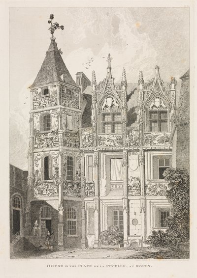 Architektonické starožitnosti Normandie (II. díl), Pl. 64: Dům na náměstí Place de la Pucelle v Rouenu od John Sell Cotman