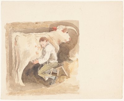 Chlapec dojící krávu od John Sell Cotman