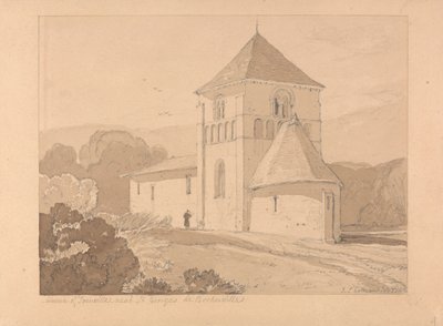 Kostel Yainville, poblíž Saint Georges de Boscherville, Normandie od John Sell Cotman