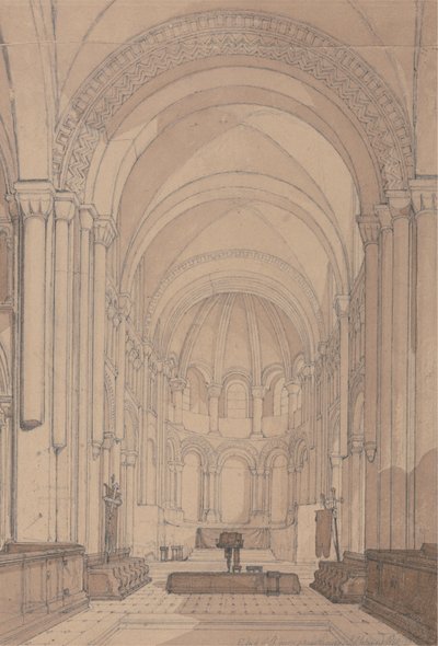 East End of the Abbey Church of Saint Georges de Bocherville, poblíž Rouen, Normandie od John Sell Cotman