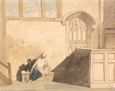 Poslíček spící v kostele od John Sell Cotman
