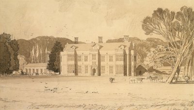 Felbrigg Hall, Norfolk, 1818 (tužka a šedá barva na papíře) od John Sell Cotman