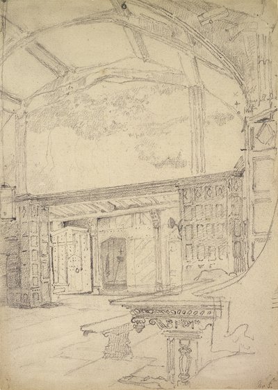 Interiér Velké síně, Little Moreton Hall, Cheshire od John Sell Cotman