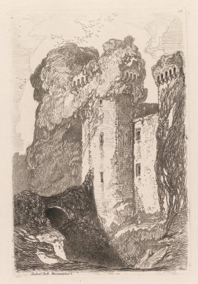 Liber Studiorum: Hrad Raglan, Monmouthshire od John Sell Cotman