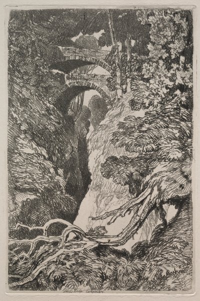 Liber Studiorum: Ďáblův most, Cardiganshire od John Sell Cotman