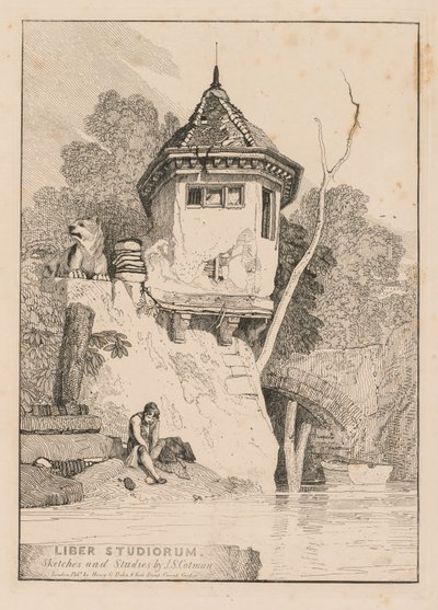 Liber Studiorum, Frontispiece, Pohled na zahradní dům na břehu řeky Yare, 1838. od John Sell Cotman
