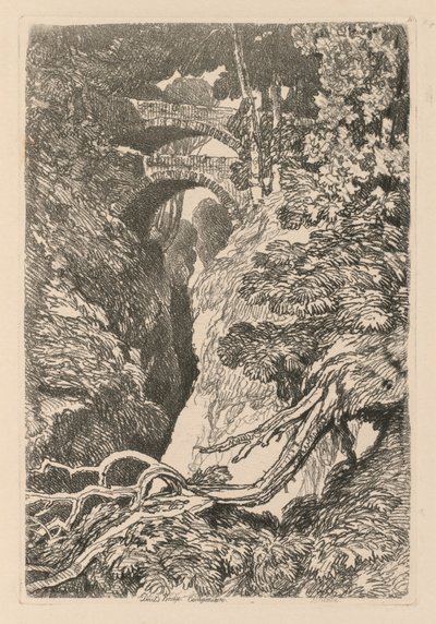 Liber Studiorum: Talíř 10, Ďáblův most, Cardinganshire od John Sell Cotman