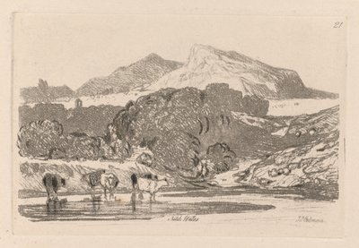 Liber Studiorum: Plate 21, Pohled v Severním Walesu, 1838. od John Sell Cotman