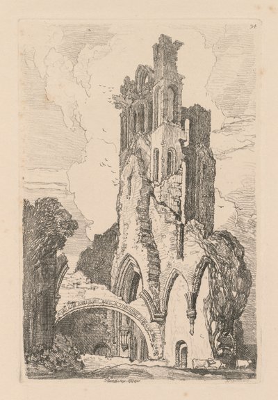 Liber Studiorum: Plate 34, Llanathony Abbey, Monmouthshire, 1838. od John Sell Cotman