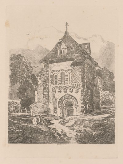 Kniha studií: Deska 36, ​​Kostel poblíž Durhamu od John Sell Cotman