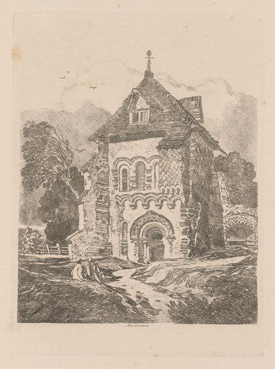 Liber Studiorum: Plate 36, Kostel poblíž Durhamu, 1838 od John Sell Cotman
