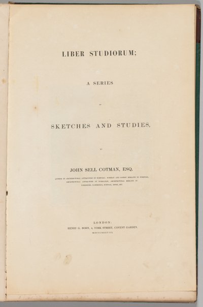 Kniha studií: Titulní strana, 1838 od John Sell Cotman