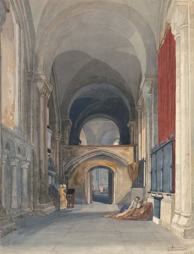 Norwichská katedrála: Interiér severní lodi chóru, pohled na východ od John Sell Cotman