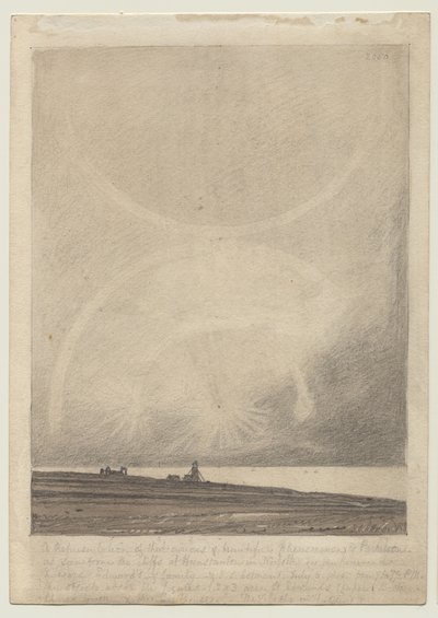 Recto: Efekt parhelia pozorovaný z majáku Hunstanton 6. července 1816 od John Sell Cotman