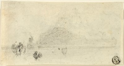 Náčrt Mont Saint Michel (recto); Budovy u vody (verze) od John Sell Cotman