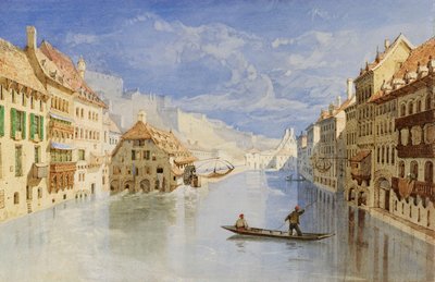 Citadela nad Namurem v Belgii, od řeky Sambry od John Sell Cotman