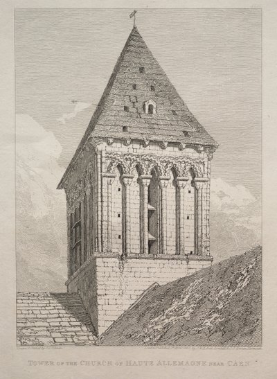 Věž kostela Haute Allemagne poblíž Caen od John Sell Cotman