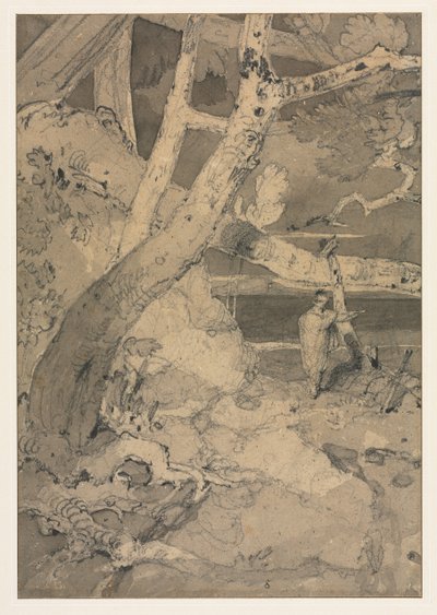 Cestovatel v lesní krajině od John Sell Cotman