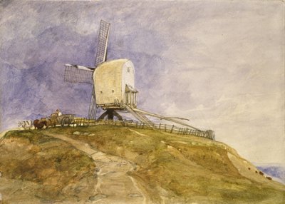 Větrný mlýn na kopci, 19. století od John Sell Cotman