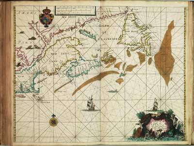 Mapa pobřeží Ameriky od Newfoundlandu po Cape Cod od John Seller
