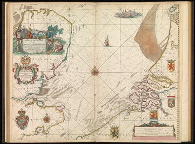 Mapa mořského pobřeží Anglie, Flander a Holandska, asi 1672 (tisk) od John Seller