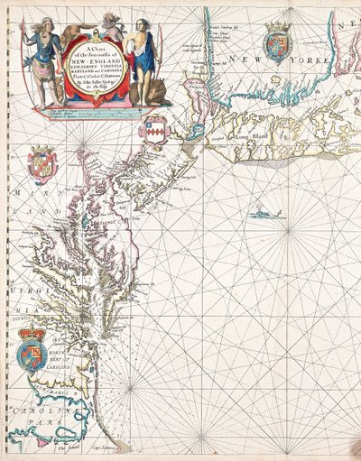 Mapa mořského pobřeží Nové Anglie, New Jersey, Virginie, Marylandu a Karolíny od mysu Cod po mys Hatteras. od John Seller